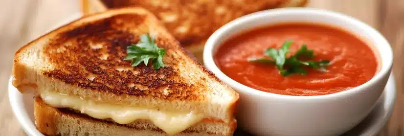 Pepperoni Grilled Cheese with Tomato Soup