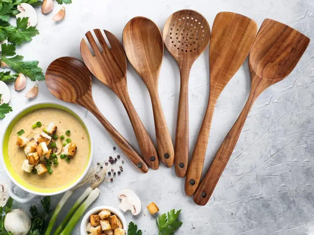 wooden serving spoon